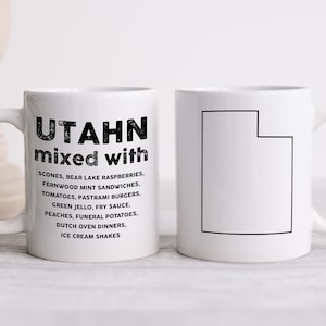 UTAHN Mug with Country Map Outline | Utah Gift Idea | Love Food, Drink Coffee or Tea | 11oz Ceramic Mug