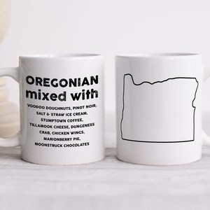 OREGONIAN Mug with Country Map Outline | Oregon Gift Idea | Love Food, Drink Coffee or Tea | 11oz Ceramic Mug