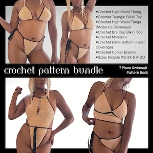 Crochet Pattern Bundle,  Crochet Bikini Pattern, Crochet Bikini Top Pattern,  Crochet Bikini Bottom Pattern, Crochet Monokini Pattern
