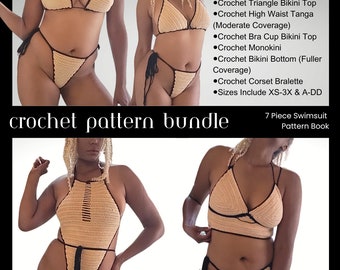 Crochet Bikini Pattern Bundle, 7 Piece Swimsuit (PDF Pattern)