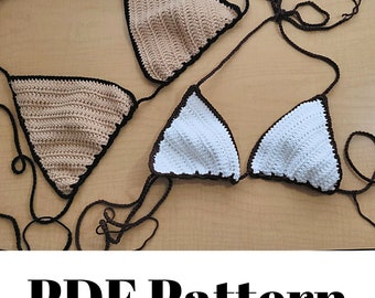 Patrón de top de bikini triangular a crochet, ideal para principiantes (patrón en PDF)