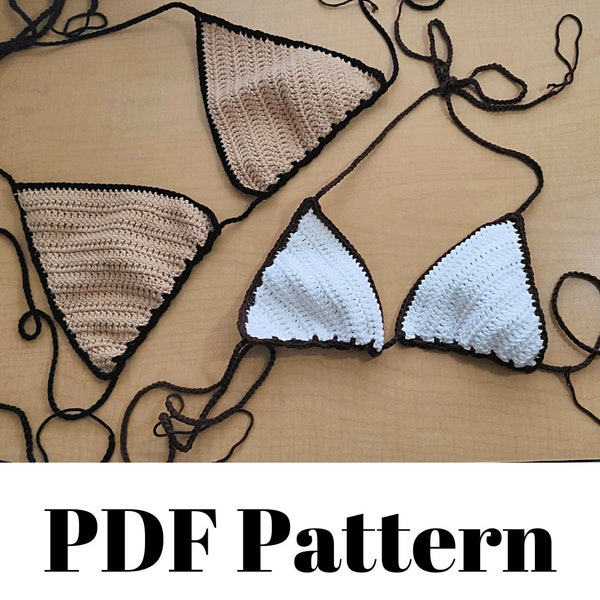 Crochet Bikini Top Pattern,  Crochet Bikini Pattern,  Easy Crochet Triangle Bikini Top Pattern, Beginner Friendly