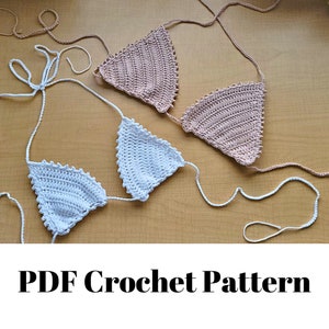 Crochet Bikini Top Pattern,  Crochet Bikini Pattern,  Easy Crochet Triangle Bikini Top Pattern, Beginner Friendly