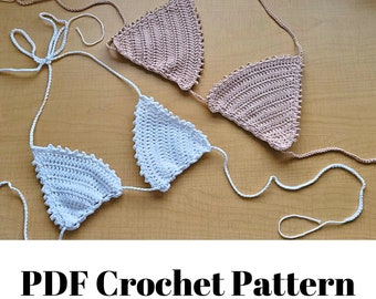 Patrón sencillo de top de bikini triangular a crochet, ideal para principiantes (patrón en PDF)