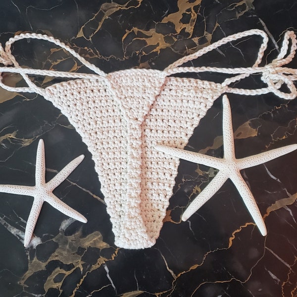 Modèle de string au crochet, modèle de bikini au crochet, modèle de bas de bikini au crochet facile, modèle de lingerie au crochet, adapté aux débutants
