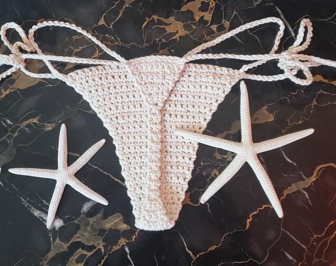 Featured listing image: Beginner Friendly Crochet Thong Bikini Pattern (PDF Pattern)