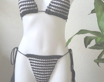 Crochet Houndstooth Bikini Set Pattern, Sizes XS-3X (PDF Pattern)
