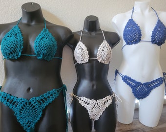 Crochet Pineapple Stitch Bikini Pattern, Lacy Lingerie Set (PDF Pattern)