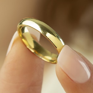 14K Gold Filled 4mm Dome Wedding Band - Yellow Gold Domed Wedding Ring - Classic Wedding Ring - Personalized His and Hers Wedding Rings