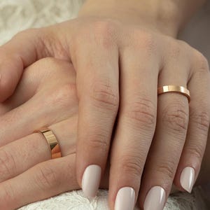 Set of 2 Rose Gold Wedding Rings FLAT - Wedding Band Set For Couples - 2mm, 3mm, 4mm, 5mm Rose Gold Filled Wedding Bands - His And Her Rings