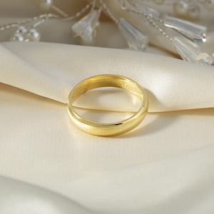 His and Hers Wedding Bands Set, Comfort Fit Yellow Gold Vermeil Rings, Matching Couple Rings, Free Engraving, Dome Bands for image 7