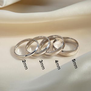 14K White Gold Dome Wedding Band - POLISHED White Gold Filled Wedding Band -  2mm, 3mm, 4mm, 5mm Classic Domed Ring, Plain Comfort Fit Ring