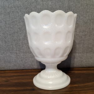 E.O. Brody Co M4200 Thumb Print Milk Glass Pedestal Planter Pot Made in Cleveland OH USA