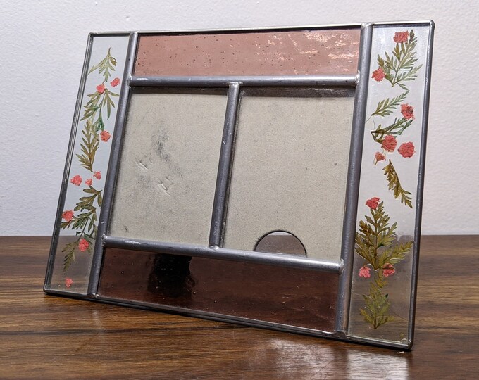 Vintage Pressed Flower Stained Glass Double Picture Frame Etsy