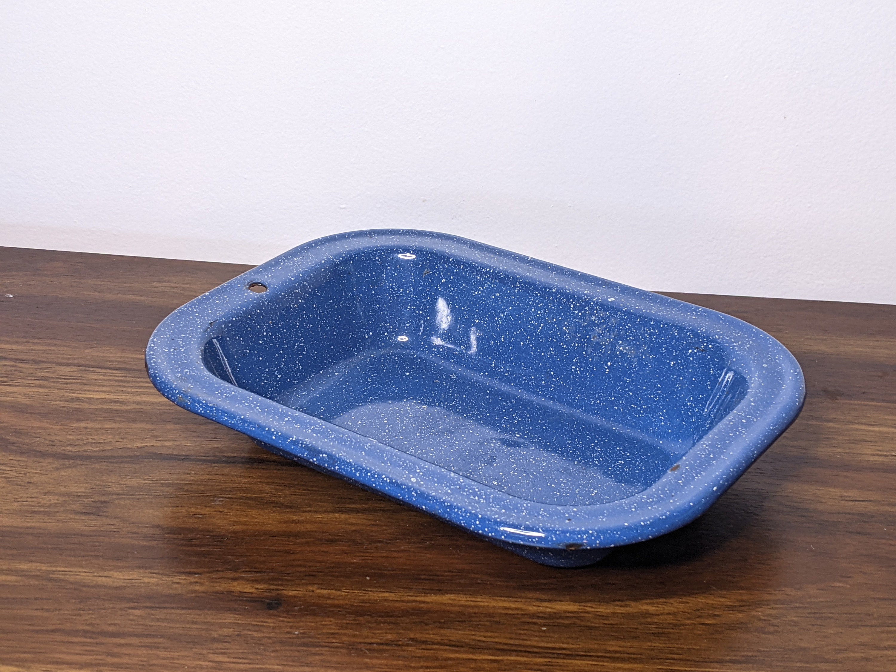 Enamelware Rectangular Tray, 11.25 x 9 inches, Vintage White/Blue (Set of  2) • Zestfull