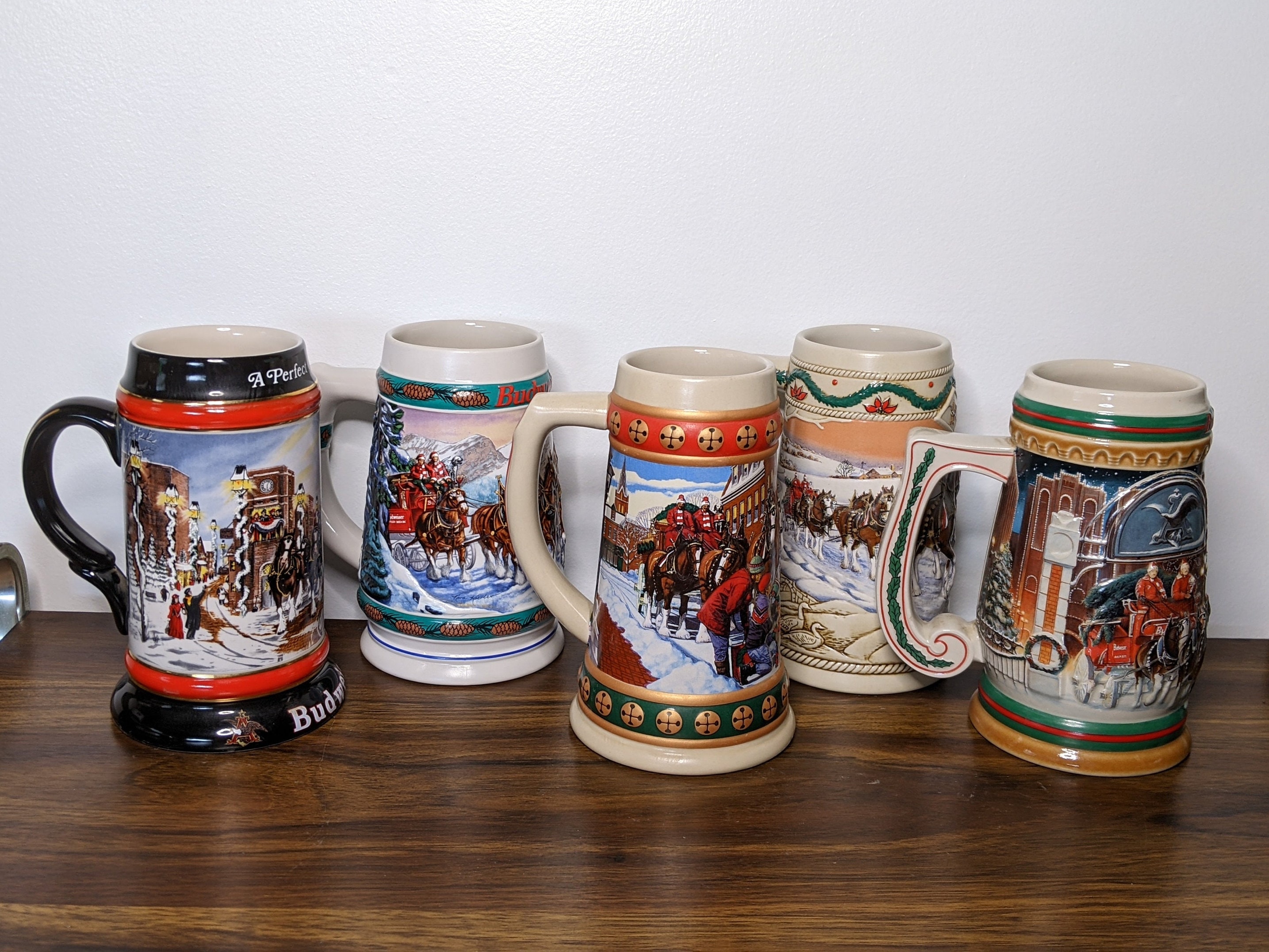 SOLD INDIVIDUALLY Vintage Christmas Collector's Budweiser Steins
