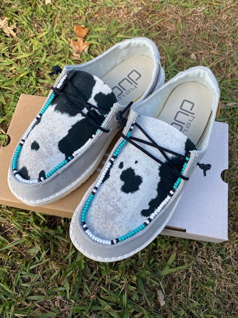 Customized Hey Dudes Cowhide Hey Dudes Cowhide Bead Hey Etsy