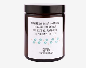 Pet Loss "Great Companion" Personalised Candle