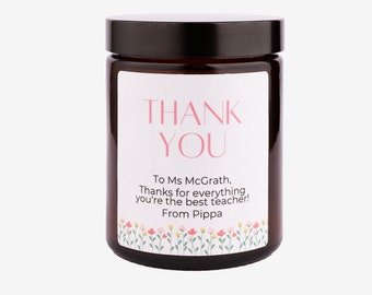 Thank You (flowers) Personalised Candle