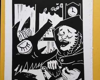 Linogravure "Le petit chaperon rouge"