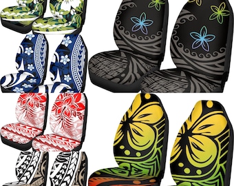 Fundas de asiento con estampado tribal polinesio hawaiano (juego de 2)