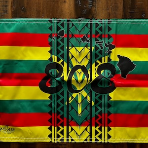 Bandeira havaiana Kanaka Maoli de 12&quot;x18&quot; com design Tribal 808 e ilhas