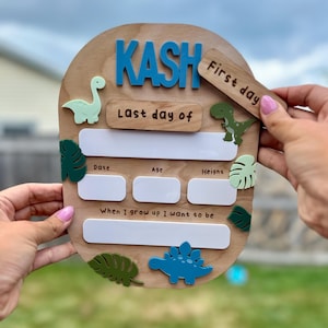 Dinosaur Back to School Board // Dry Erase School Sign // Dinosaur School Sign // Dry Erase School Sign // First & last day of school board