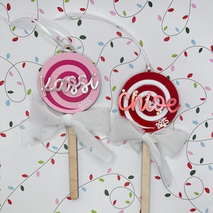 Personalized Lollipop Christmas Ornament: Candy Swirl Tree Decoration