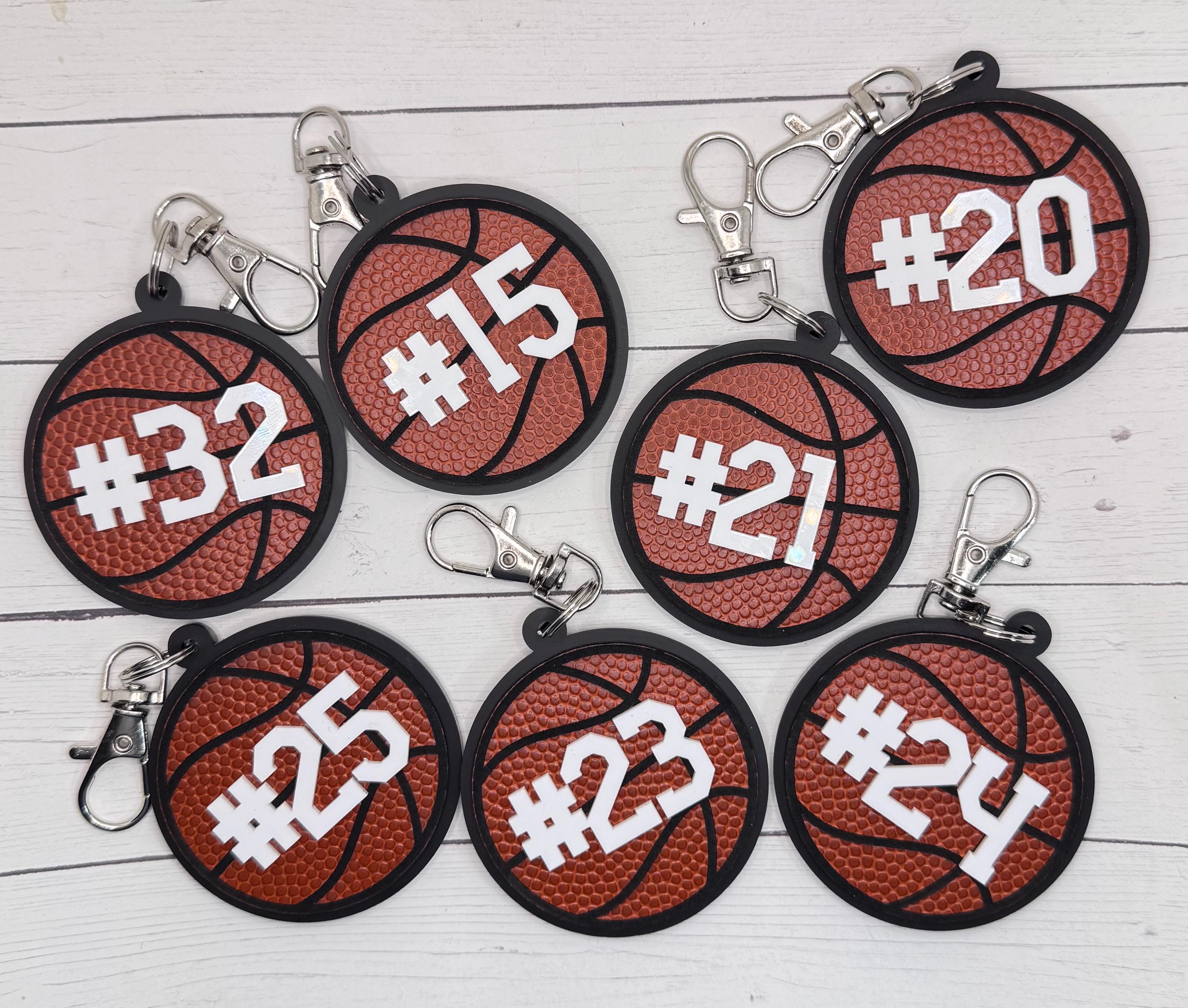 Personalized Basketball Keychain: Numbered Acrylic Bag Tag - Etsy