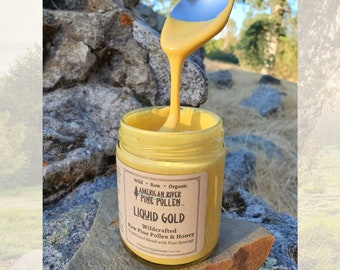 Liquid Gold -  Wildcrafted Raw Pine Pollen and Honey - Traditional Blend with Pine Synergy