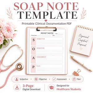 SOAP Note Template for Medical Students | Clinical Documentation PDF (Digital Download)