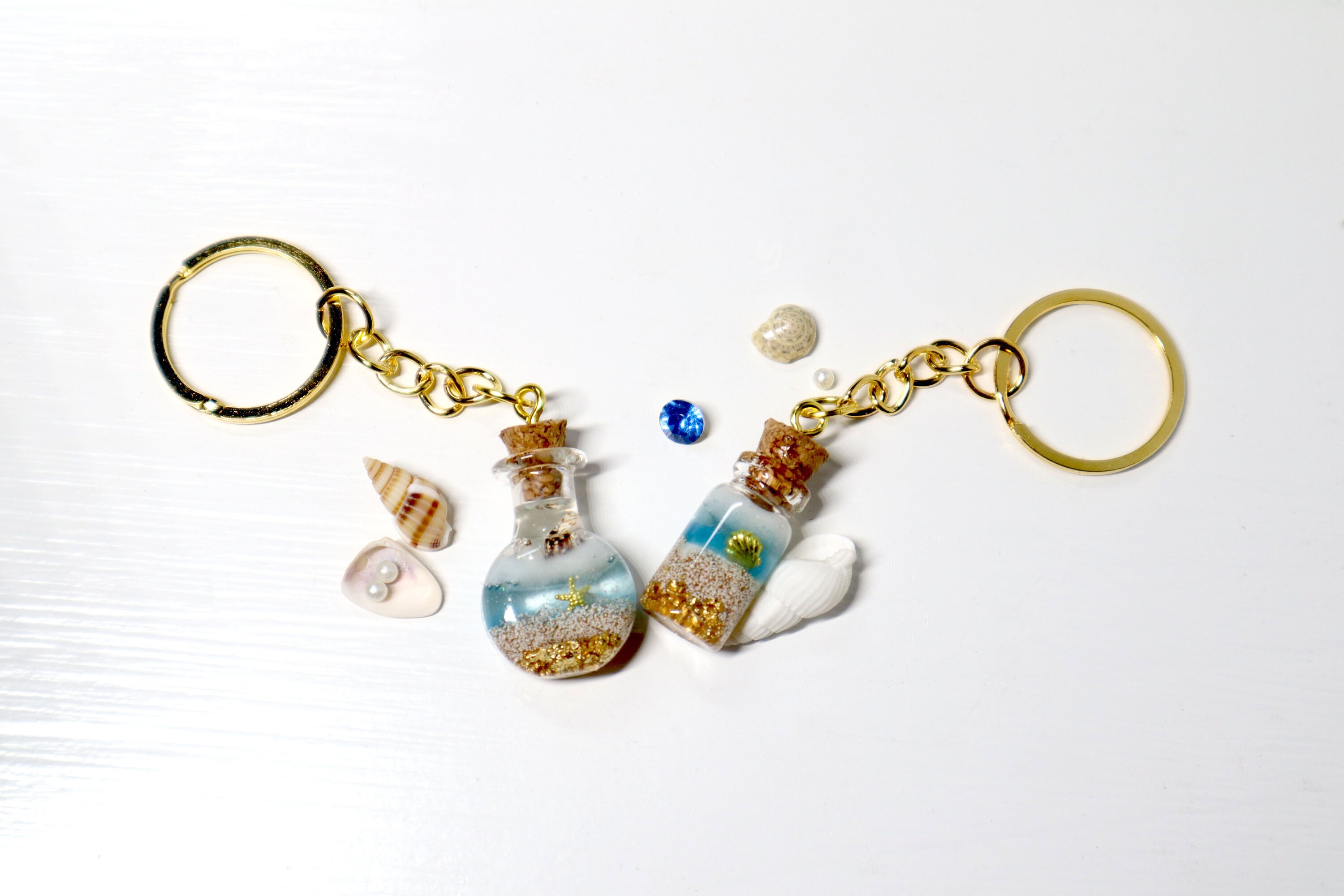 Sea Water in Message Bottle keychain Etsy