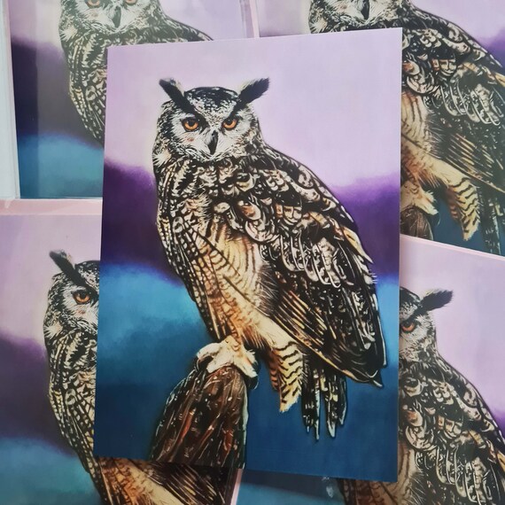 Greeting card 'Solitude' | Pastel owl drawing