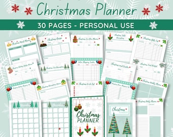 Printable Weihnachtsplaner, Weihnachtsplaner, Weihnachtsplaner, Weihnachtsplaner, Weihnachtsmenü, US Letter, Half Letter, A4, A5