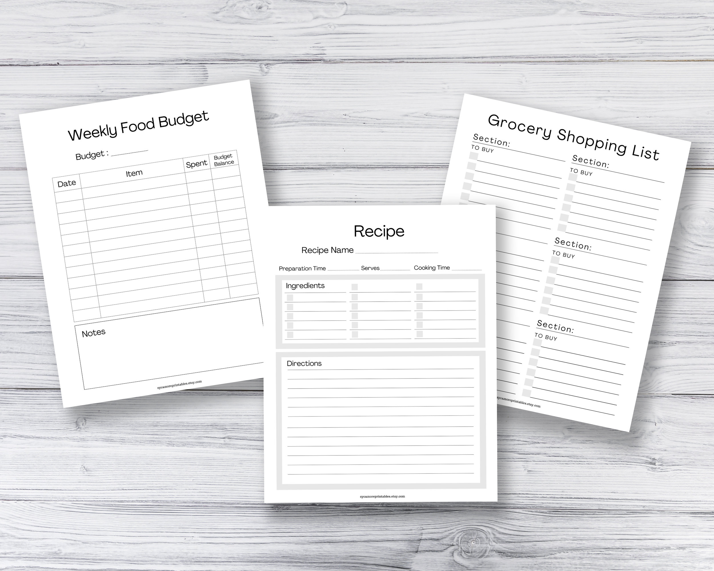 Printable Menu Planner, Daily Weekly Monthly Menu Planner, Landscape ...