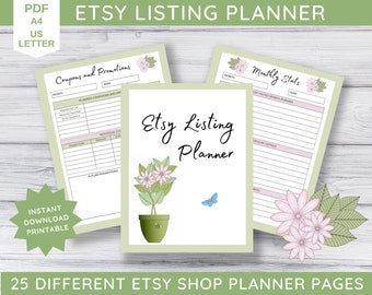 Etsy Listing Planner Printable, US Letter, A4, Etsy Shop Planner, Etsy Product Listing Planner