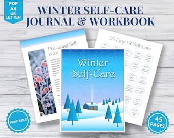 Printable Self-Care Workbook and Journal, Winter Self-Care Journal, Printable Self-Care Planner, Winter Self-Care Booklet, A4 & US Letter