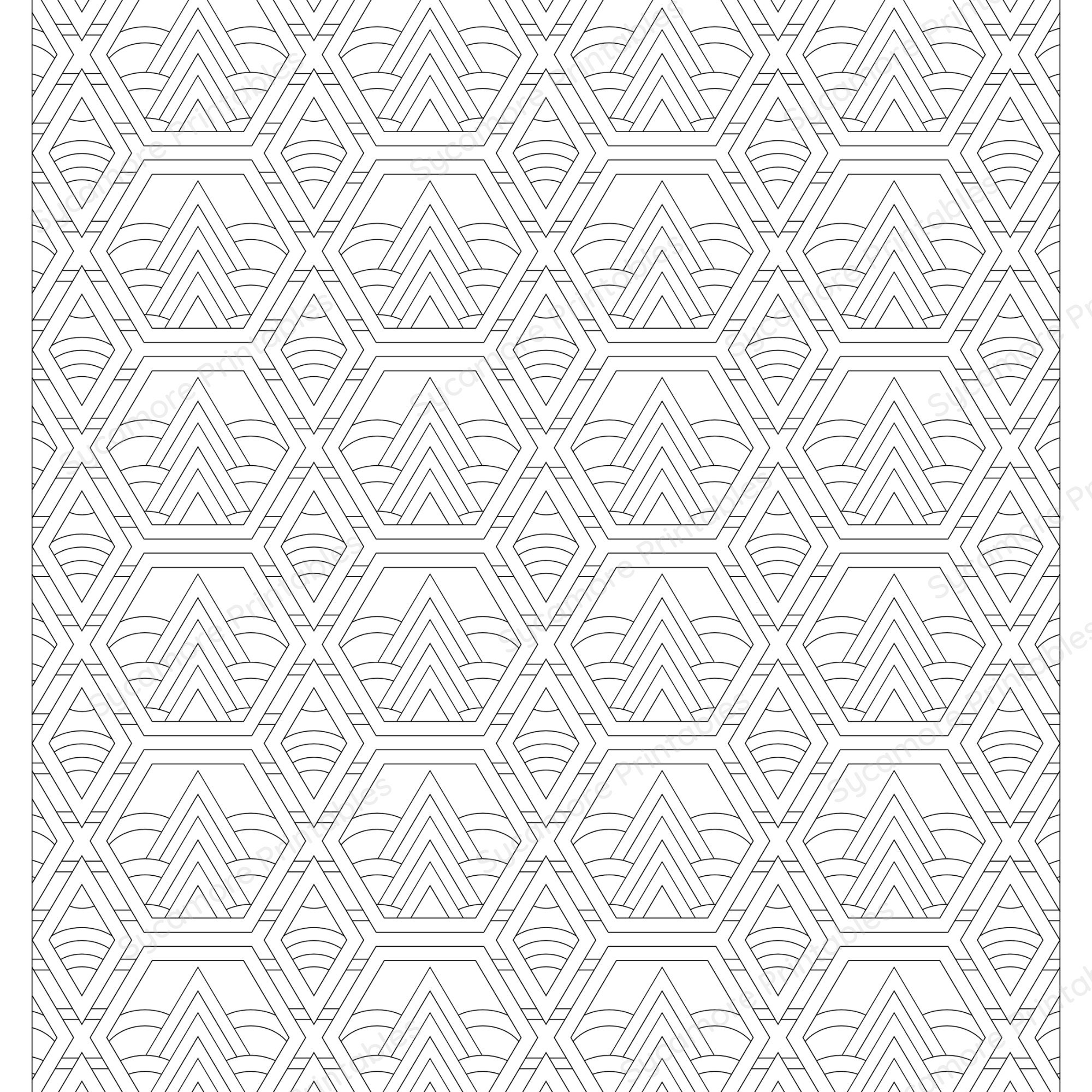 8 Geometric Pattern Colouring Pages, Commercial Use, Printable ...