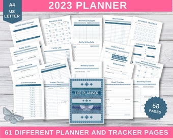 2023 Life Planner, New Year Planner, Printable 2023 Planner, Organize My Life, Budget Trackers, Health Trackers, To-Do List, Personal Use