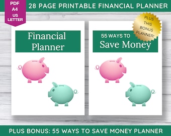 Printable Financial Planner, Budget Planner, Savings Tracker, Expenses Tracker, Monthly Budget, Money Saving Tips