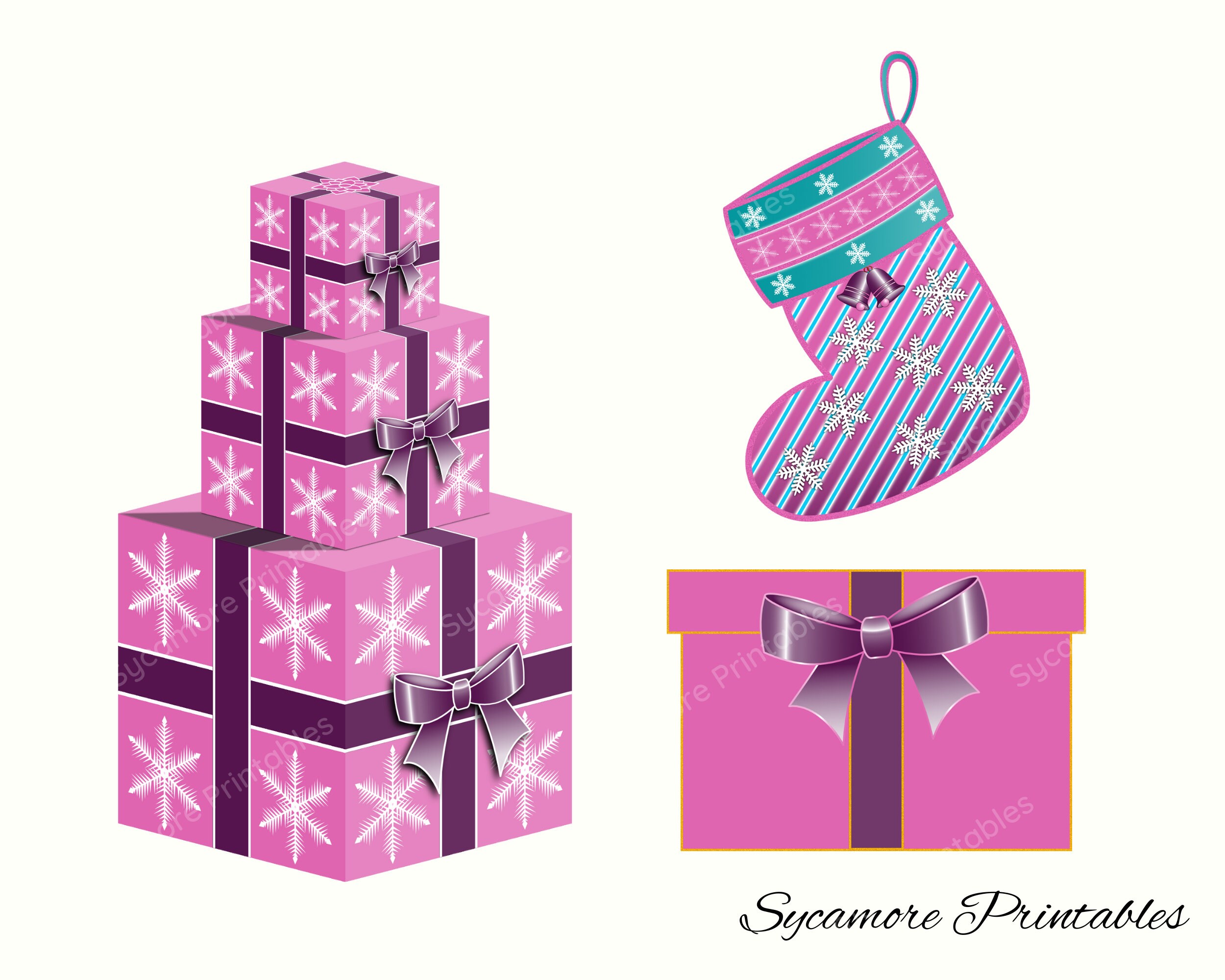 Pink Christmas Clip Art Christmas Graphics Commercial Use - Etsy