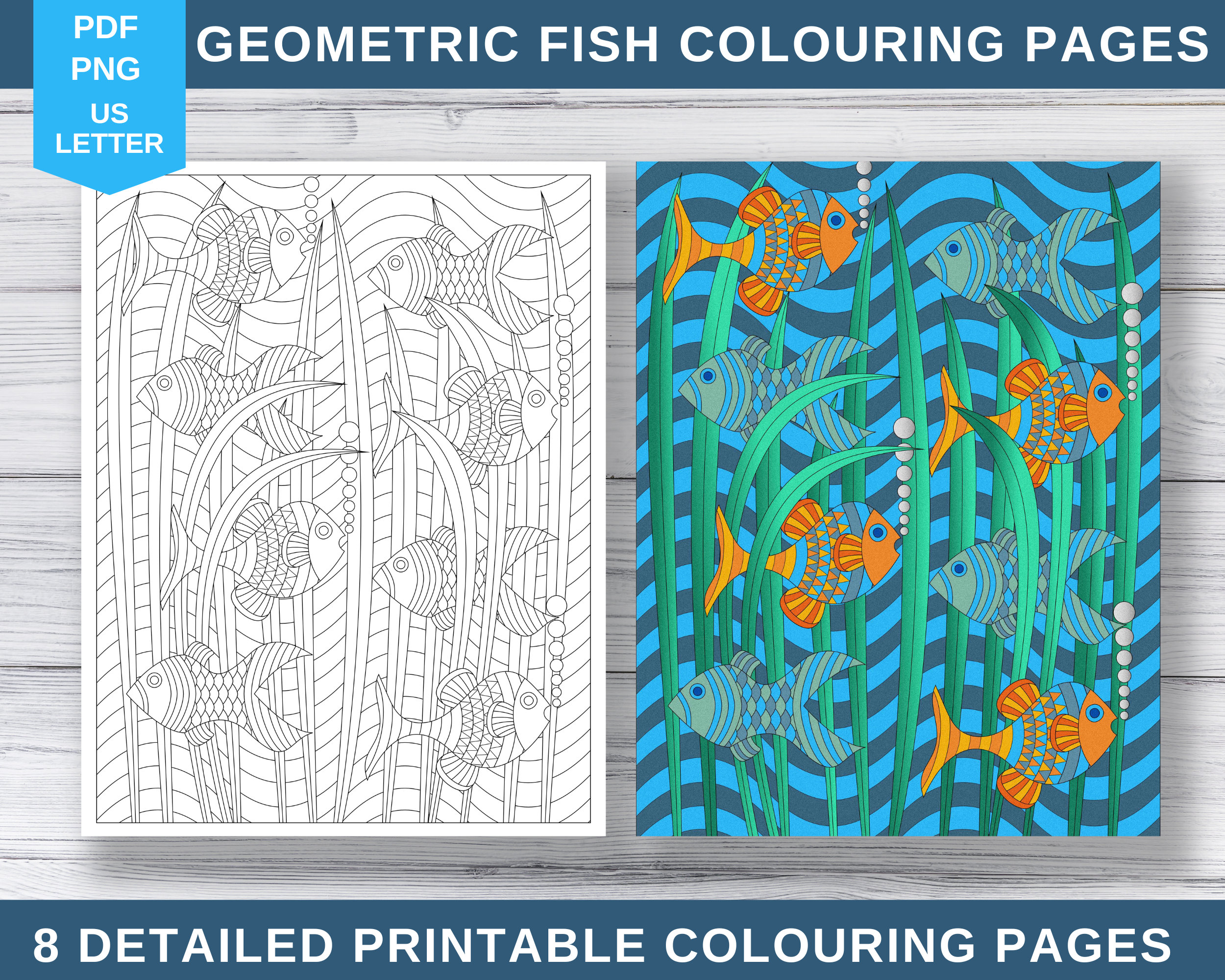 Fish Pattern Colouring 8 Geometric Fish Pattern Colouring Pages, Tessellated Patterns ...