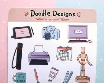 Studio Item Sticker Sheet | Cute Art Supply Stickers | Journal Sticker Sheet