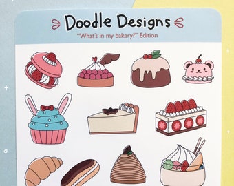 Food Sticker Sheet | Cute Dessert Stickers | Journal Sticker Sheet