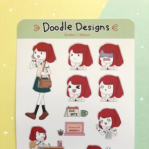 Student Sticker Sheet | Cute Character Stickers | Journal Sticker Sheet
