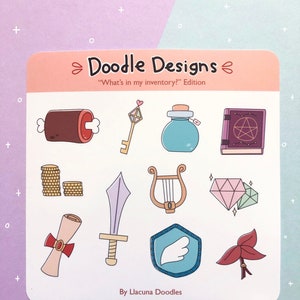 Gamer Item Sticker Sheet | Cute Adventure Stickers | Journal Sticker Sheet