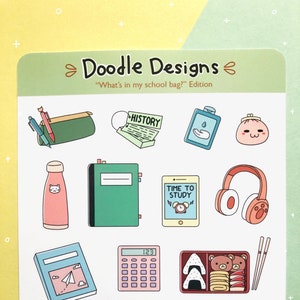 School Item Sticker Sheet | Cute Study Stickers | Journal Sticker Sheet