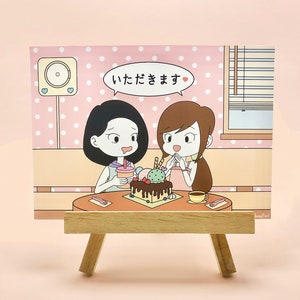 Cafe Friends Art Print | Cute Character Art Print | Illustration Wall Art | Desk Art Print