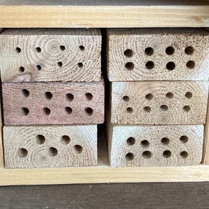 Bee house drilled block-removable bee house block-block for bees-Bee house-pollinator house-mason bee house-beneficial insects-permaculture