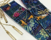 Bookmark Pair Crazy Quilt Scrappy set of Bookmarks Embellished Fiber Art Book Markers Pieced Textile Art Bookmarks Vintage Embellishments